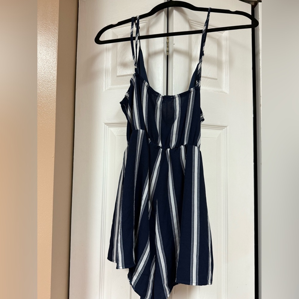 L'ATISTE Navy and White Striped Kids One Piece